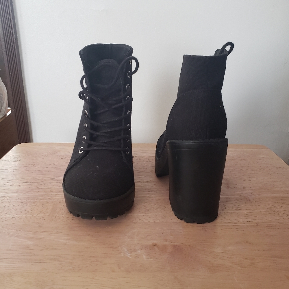 Divided Black Lace Up Boots for Stylish Comfort